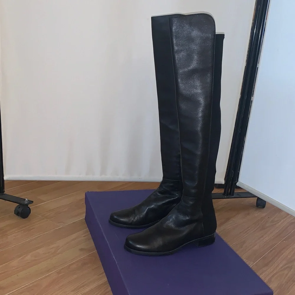 Stuart weitzman Women’s Black leather Tall 5050 Riding Boots 8 worn once - Picture 5 of 13
